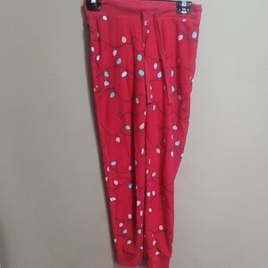 Live Love Dream Red Kids Lounge Pants with Multicolor Light Print Size Small